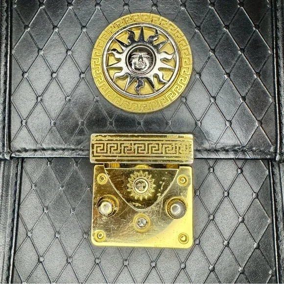 2 FER - Vintage Gianni Versace Brief Case Style Handbag & Matching Wallet - Picture 5 of 15